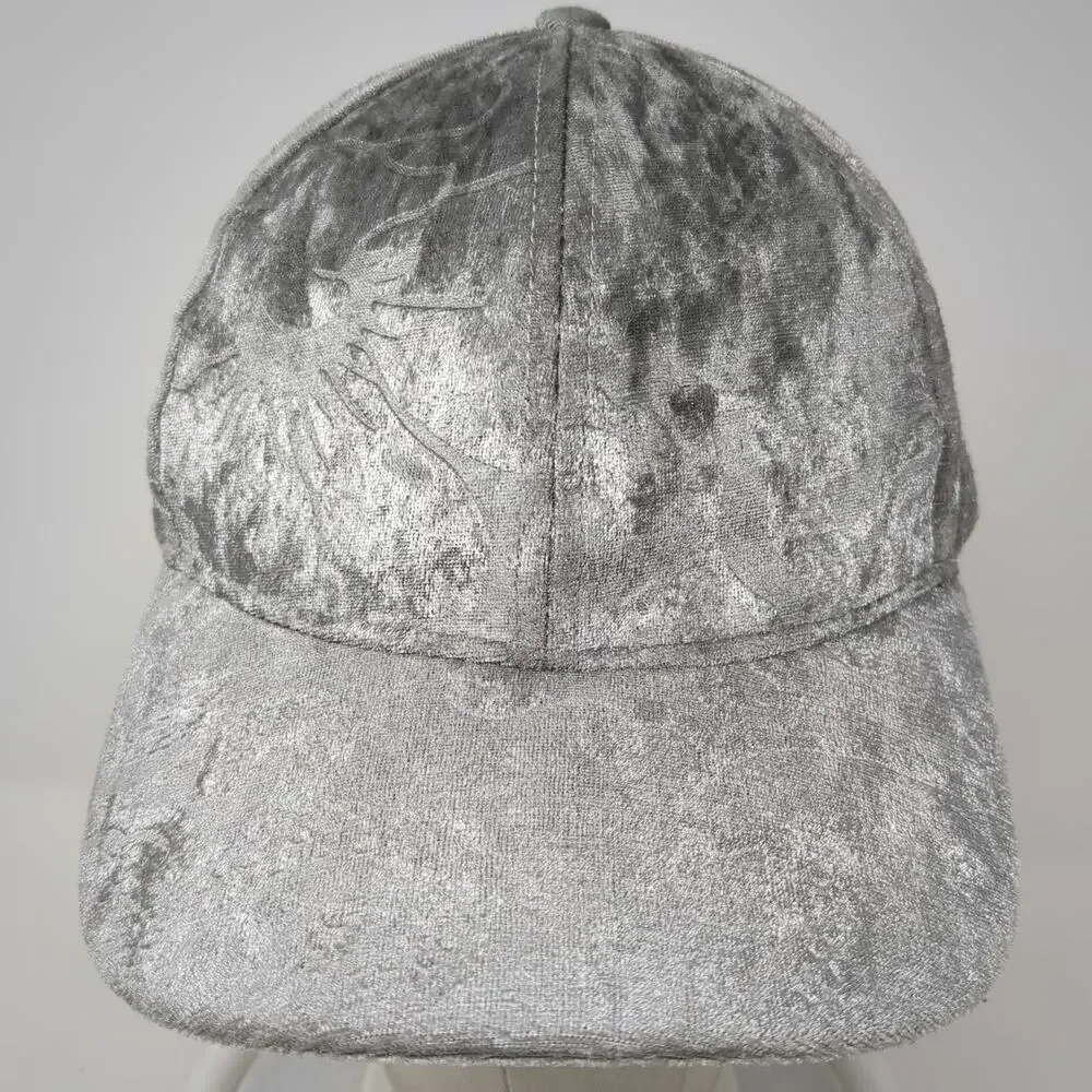 C.C Baseball Cap Gray One Size Crushed Velvet Metallic Strapback Curved Brim Hat